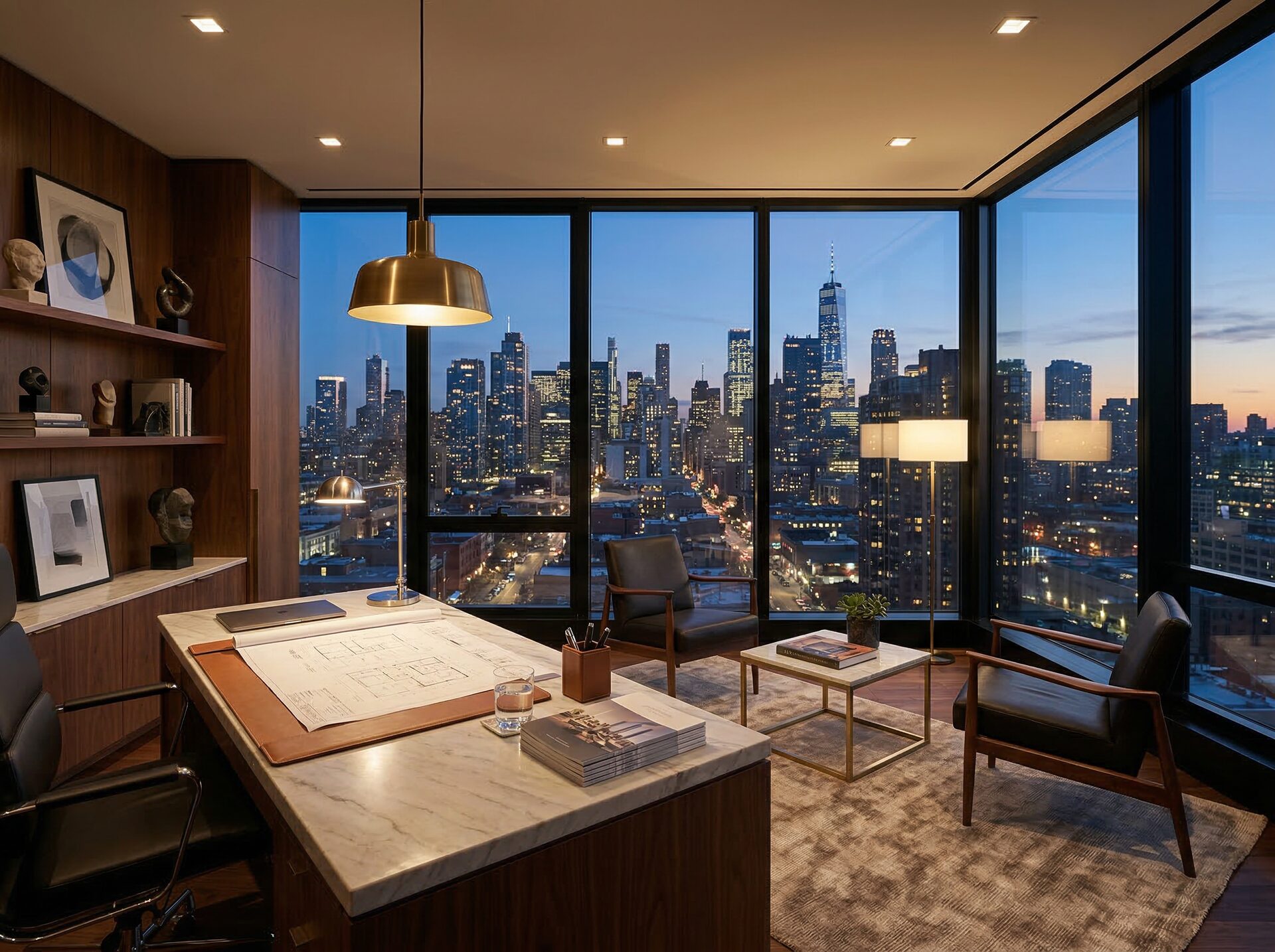 DJKC Advisory office with city skyline view